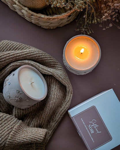 “Softwood Noir Concrete Candle – White Oak & Vanilla Luxury Home Fragrance | The Fragrant Jar”